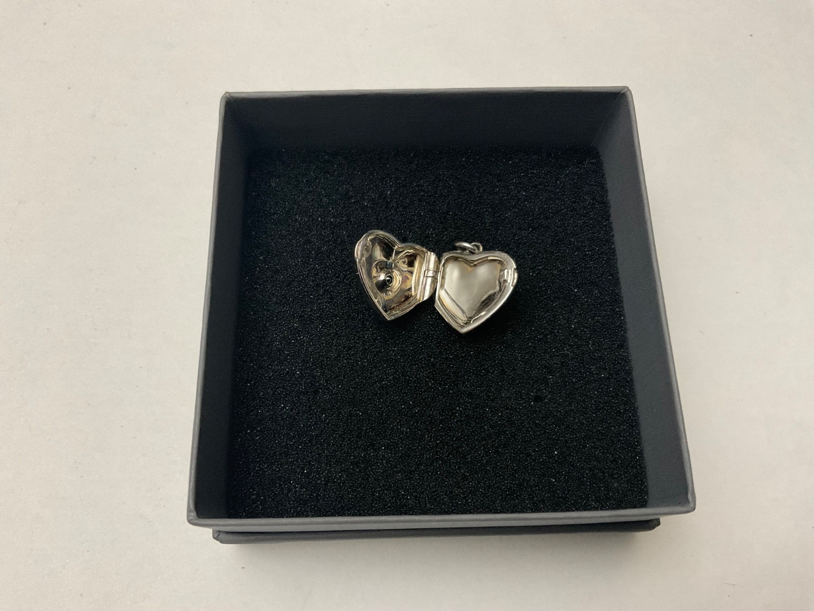 Sterling Heart Locket Pendant Signed YL 925 Rev. Emerald Gemstone