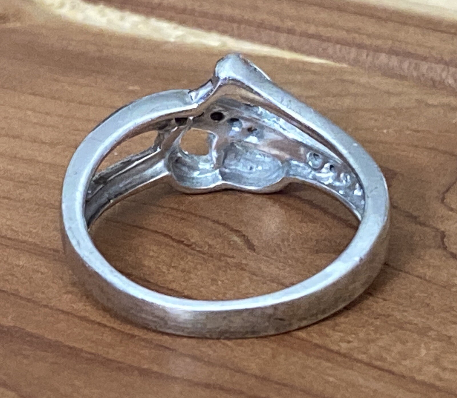 Vintage Wilson Brothers Jewelry 925 Open Heart Diamond Chips Promise Ring Size 7