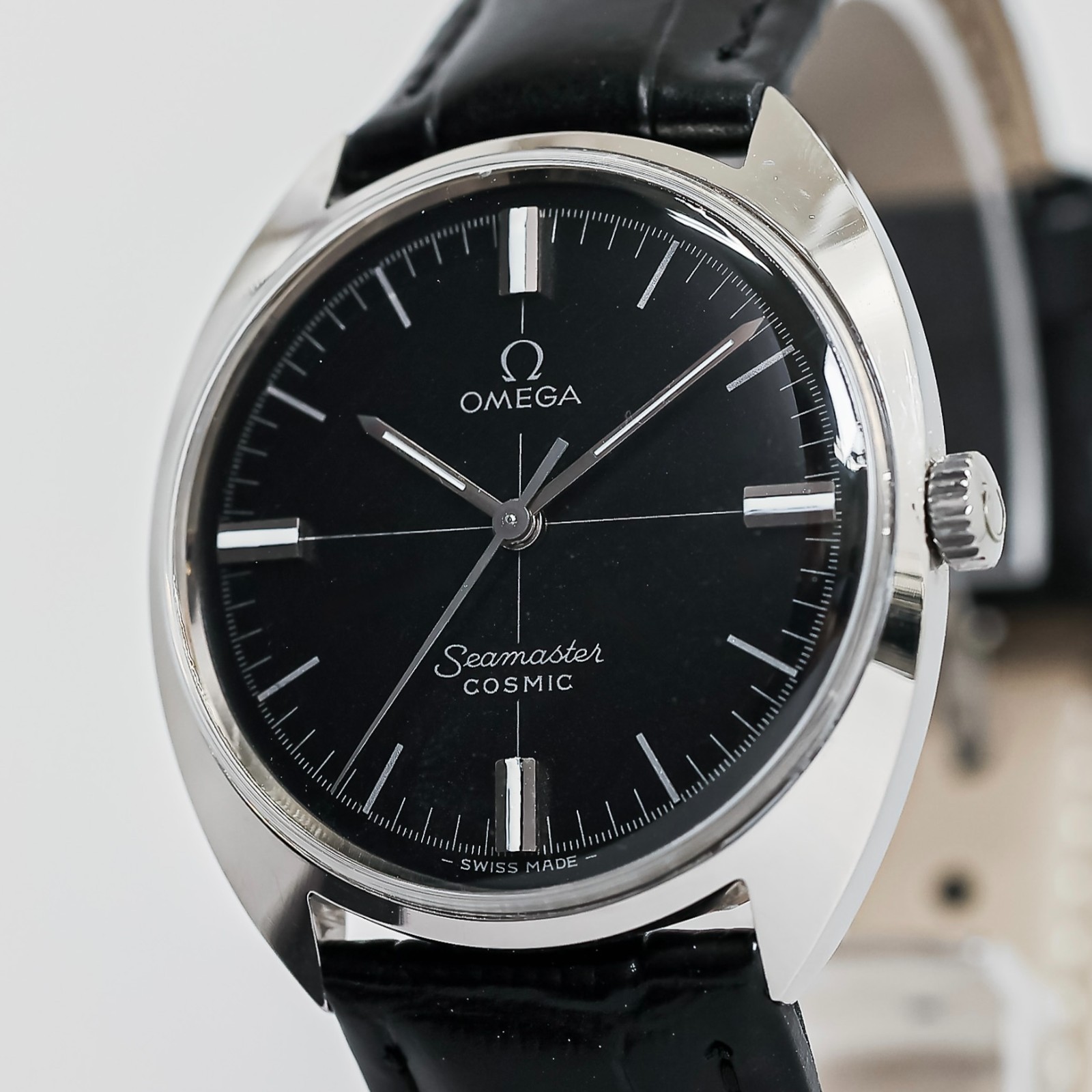 *MINT* Vintage 1960s OMEGA Seamaster COSMIC TOOL.105 Hand Winding Black 33mm Men