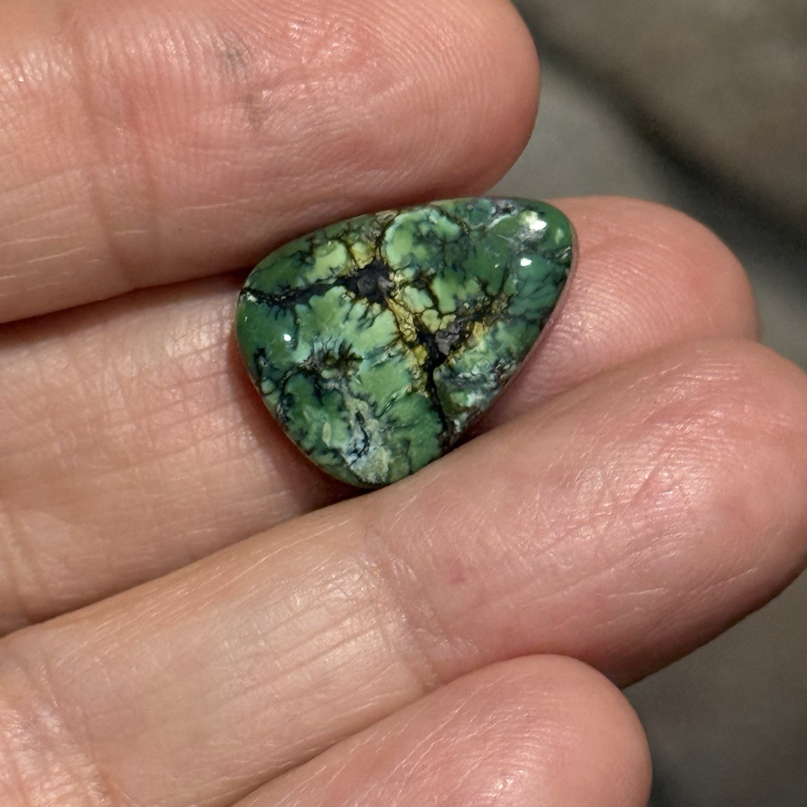 9.35ct 18.4×13.9x5mm Green Qingu Mine Turquoise Cabochon Backed Stone