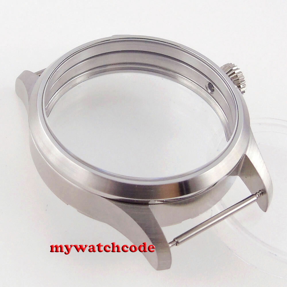 brushed 42mm 316L steel watch CASE fit eta 6498 6497 seagull 3600 3620 movement