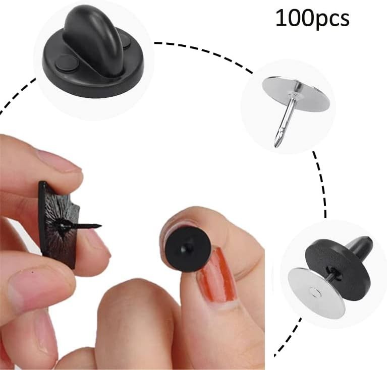 100 Pcs PVC Rubber Pin Backs Butterfly Clutch Backings Holder Tie Tacks Keepers,