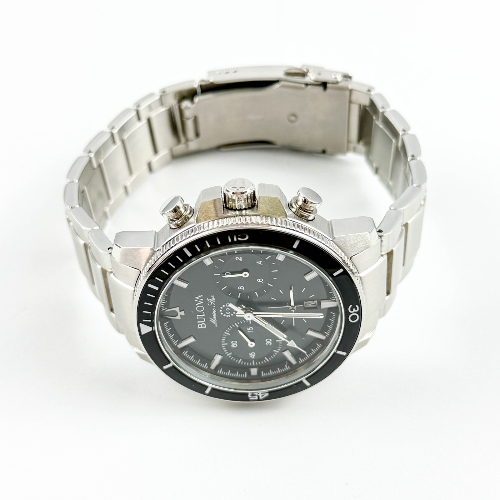 Bulova Marine Star C 96B272 Black Dial Chrono Silicone Strap Men’s Quartz Watch