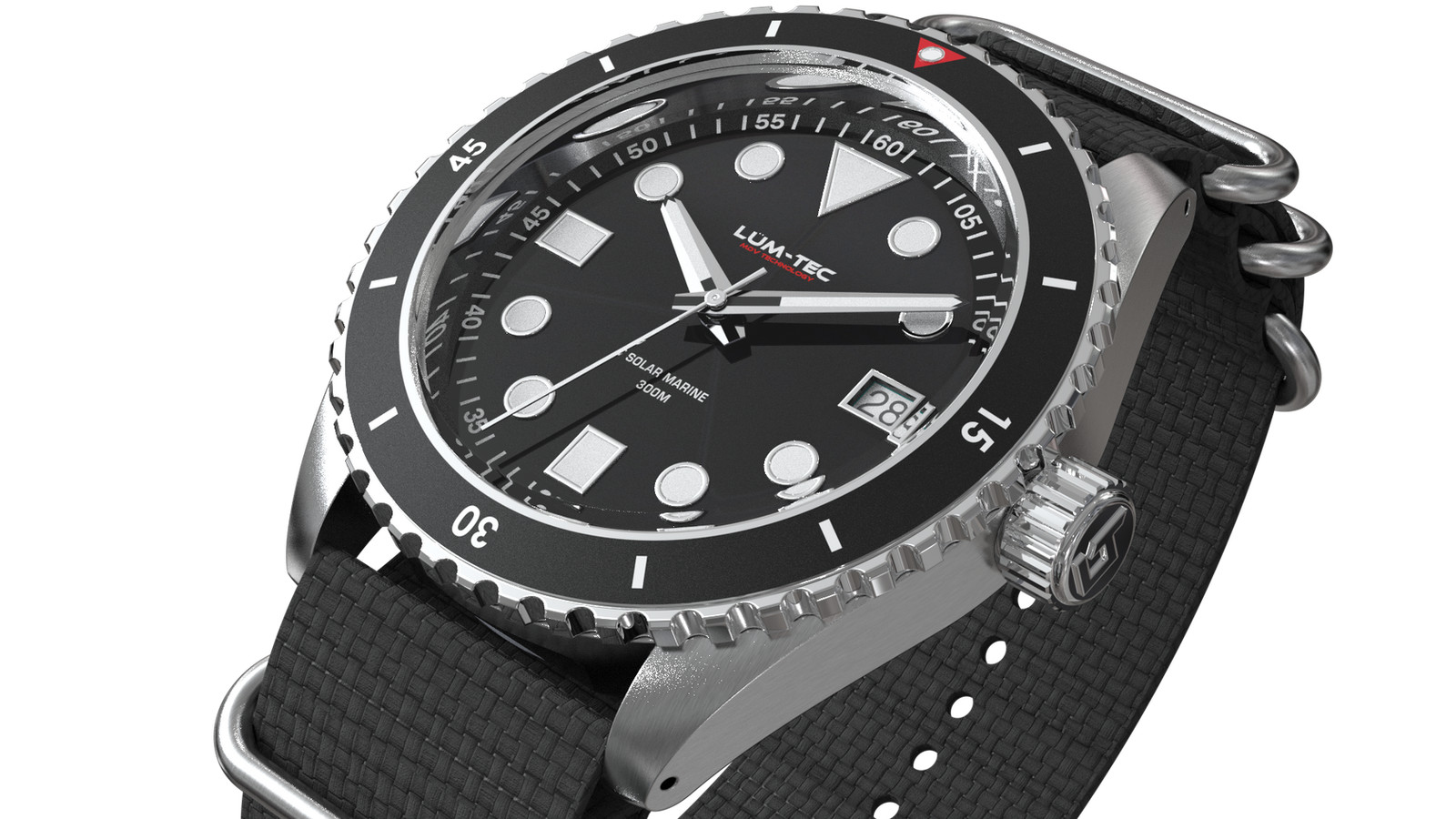 Lum-tec Dive Solar Marine 5 Super-Luminova 300M dive US Made 39mm NIB w warranty