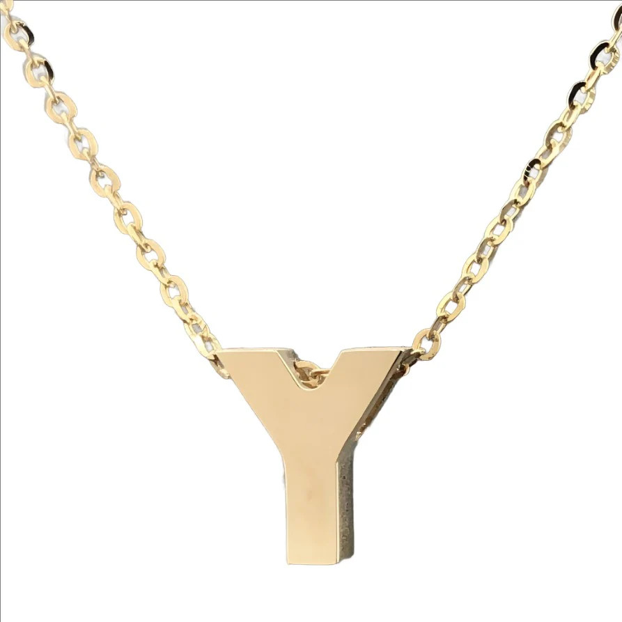 14K Yellow Gold initial ‘Y’ pendant on a 16″ chain with a 2″ extender