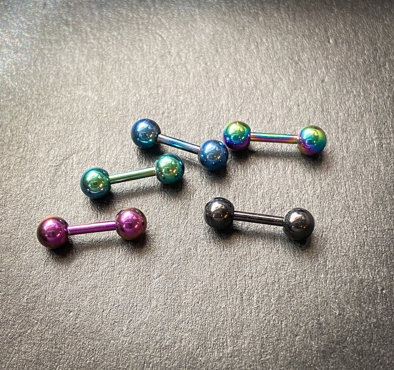 5pc Value Pack Titanium Plated Tragus Barbell Studs Cartilage Helix 16g 1/4″ 6mm