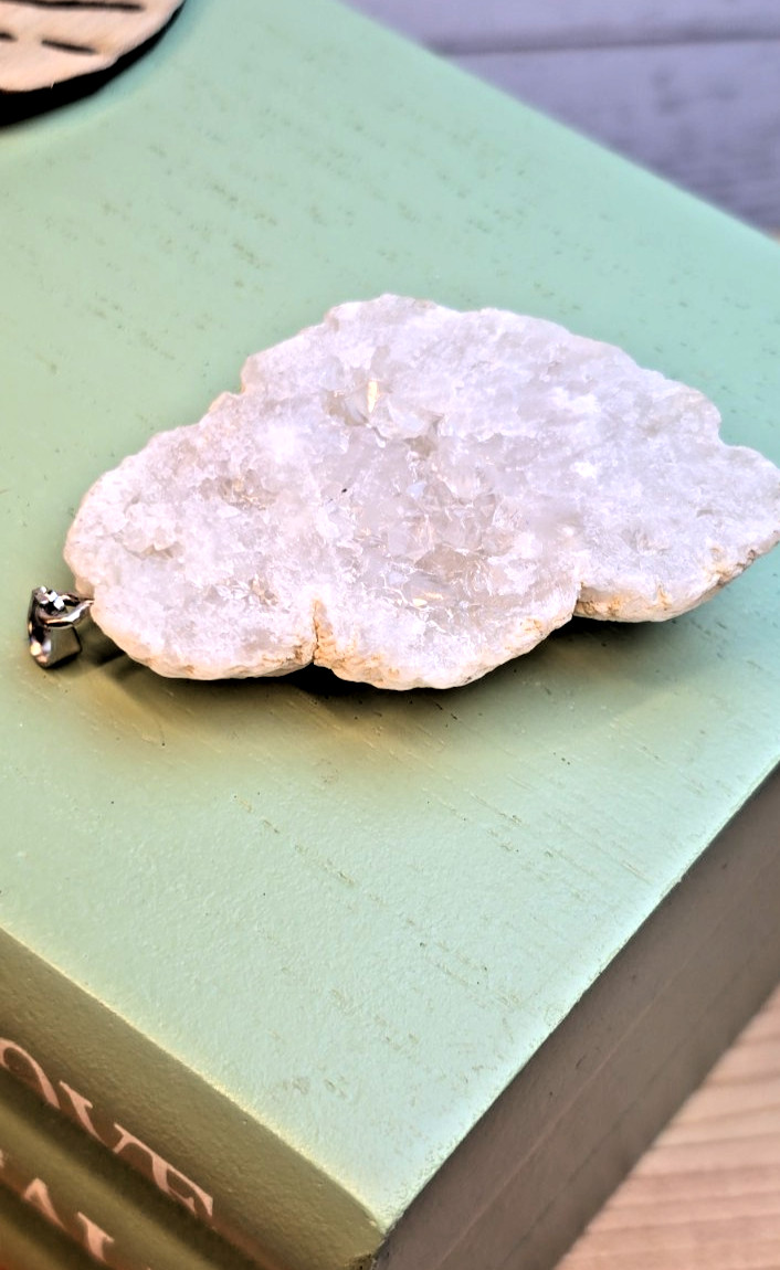 Raw Amethyst Geode Pendant Set 2pc Sparkly Crystal Cluster Rough Gemstone Gift