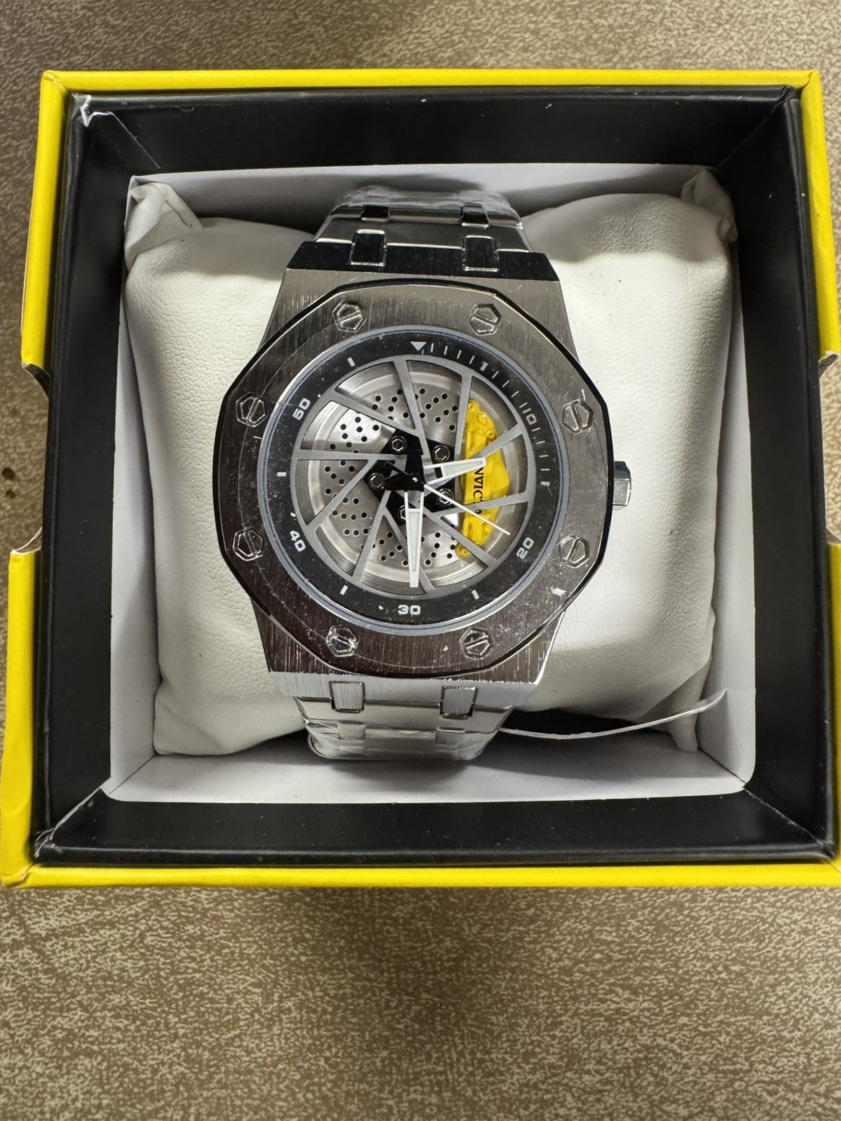 Invicta Speedway Rim Mens Watch 42mm Steel Wheel Dial Sport /Yellow (69487)