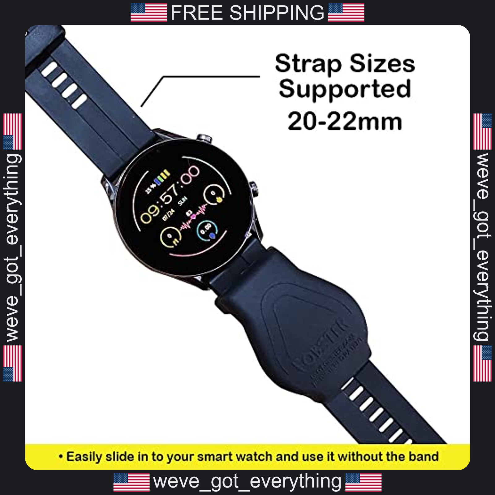 Single Black Food Theme Silicone Key Fob Bracelet for Adults