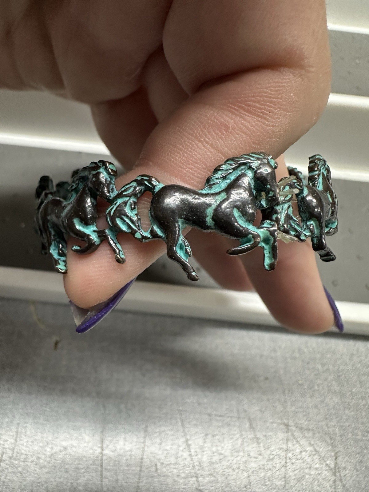 Patina Running Wild Turquoise Horse Stretch Bracelet Western Theme