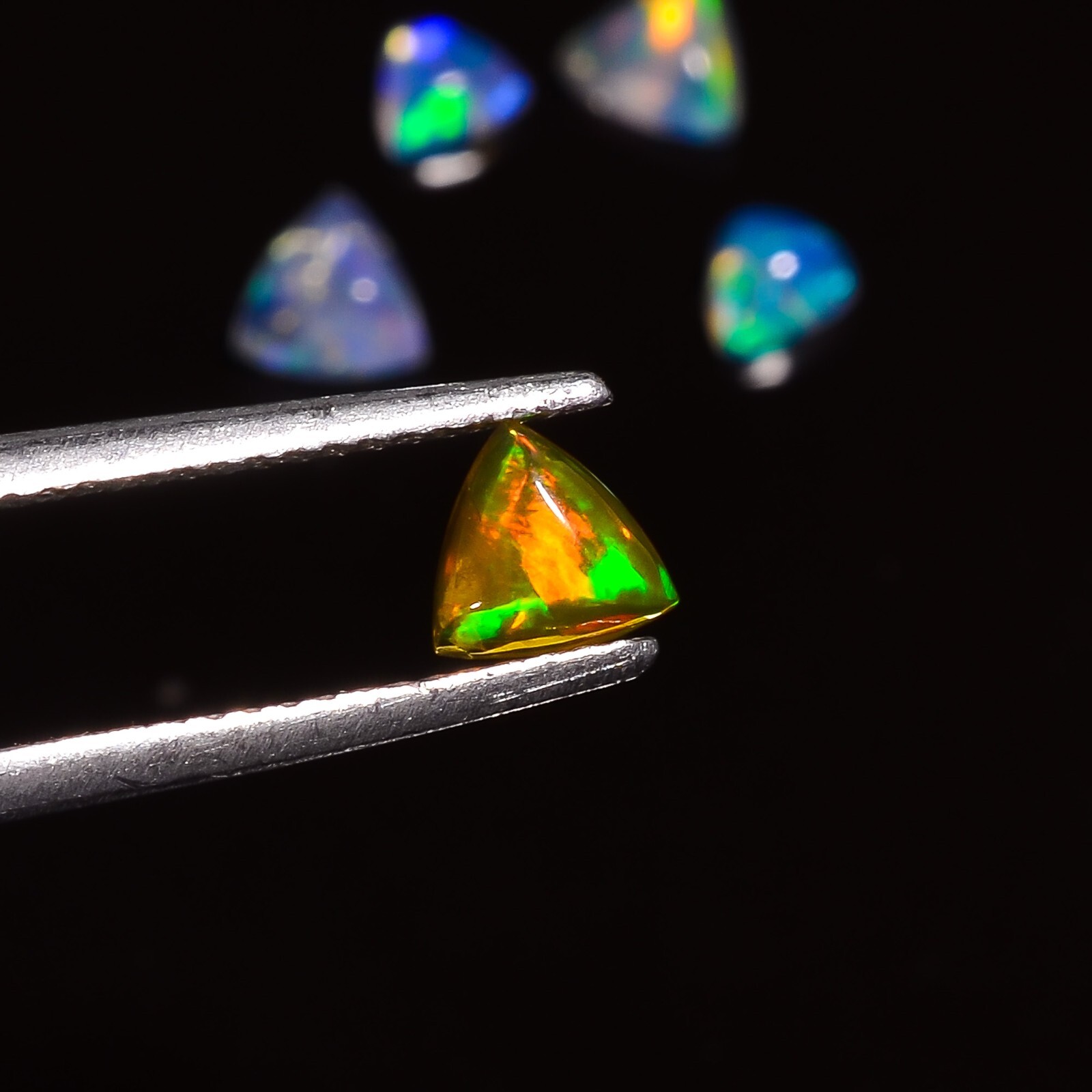 Natural Multi Ethiopian Opal Triangle Cabochon Gemstone 5 Pcs 1.5 Ct. 4X4 5X5 mm