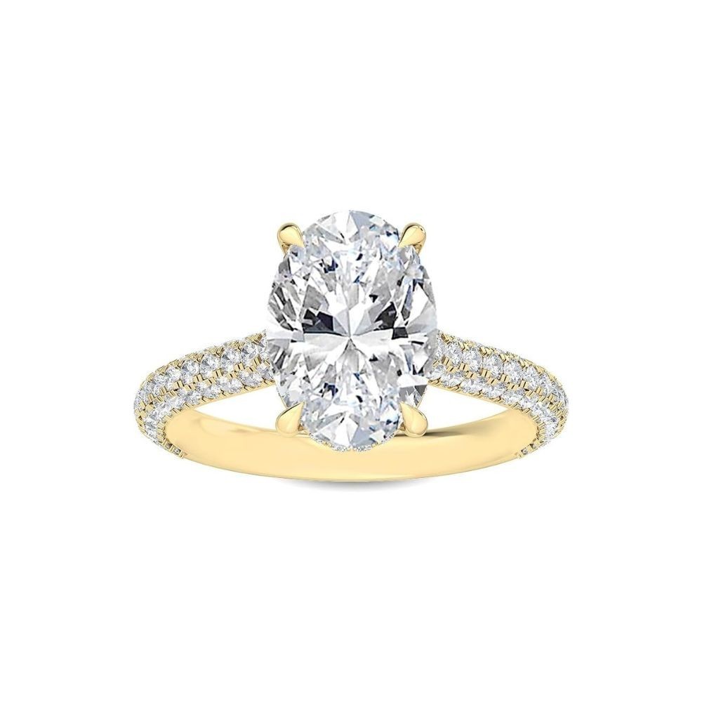 EF-VS1 1 2 3 CT Oval Lab Grown Diamond Halo Split Band Design Ring 14k Gold