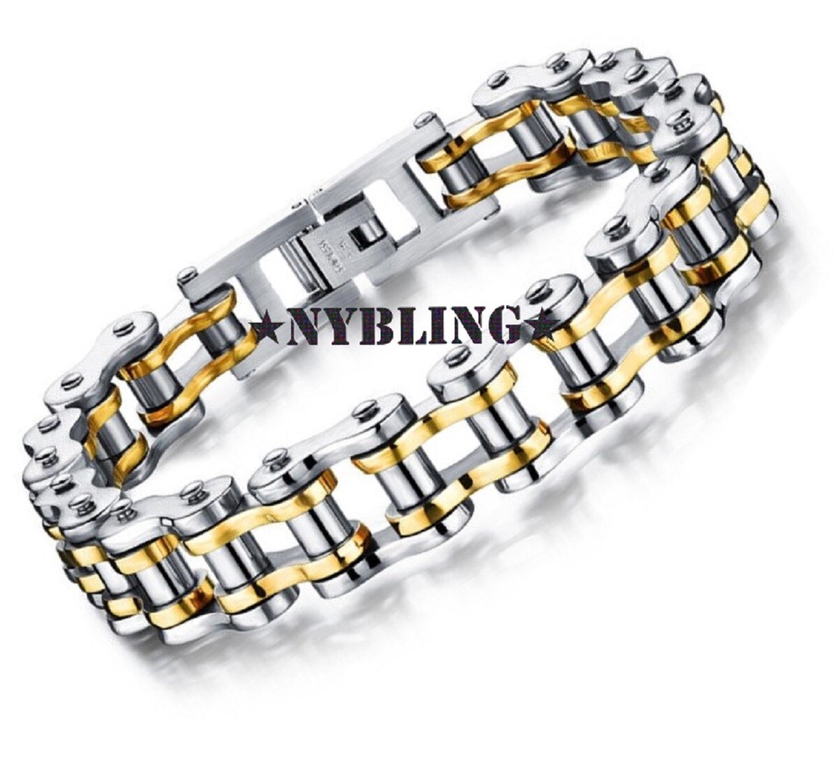 SOLID Stainless Steel Motorcycle Bike Chain Design Bracelet Men’s Jewelry 14MM