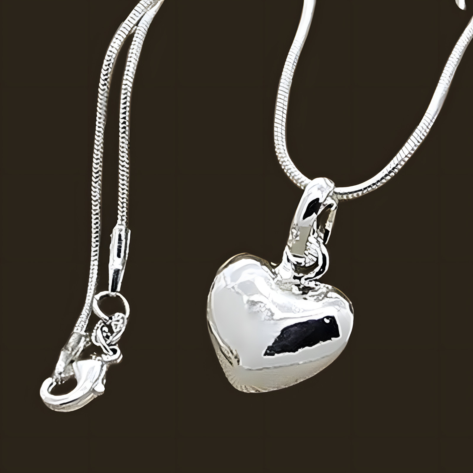 925 Silver-Plated Heart Pendant Necklace Women – Cute & Romantic Snake Chain 872