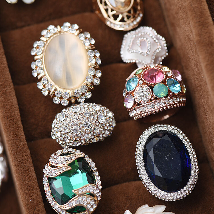 Wholesale Rhinestone Zircon Rings Mixed Women Finger Band Ring Jewelry Bulk Lots