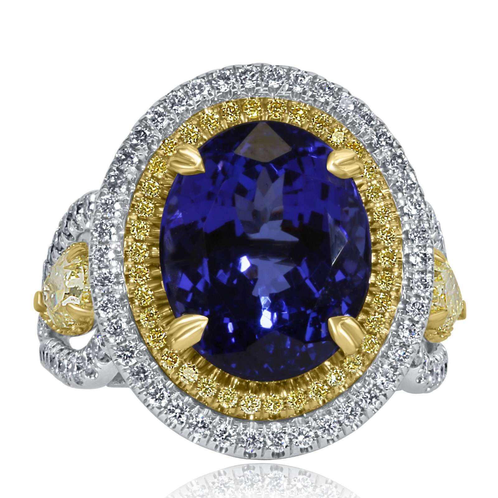 GIA 7.71CT Oval Brilliant Cut Tanzanite Diamond Ring 14k White Gold 9.59 TCW