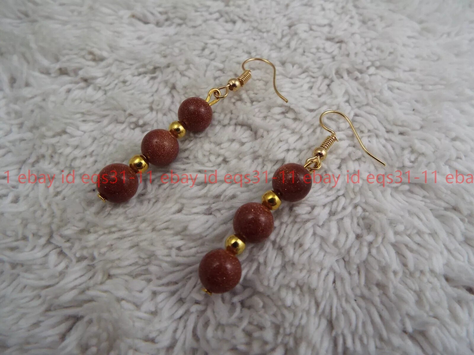 Goldtone Gold Goldstone Sandstone Pierced Earrings 6mm