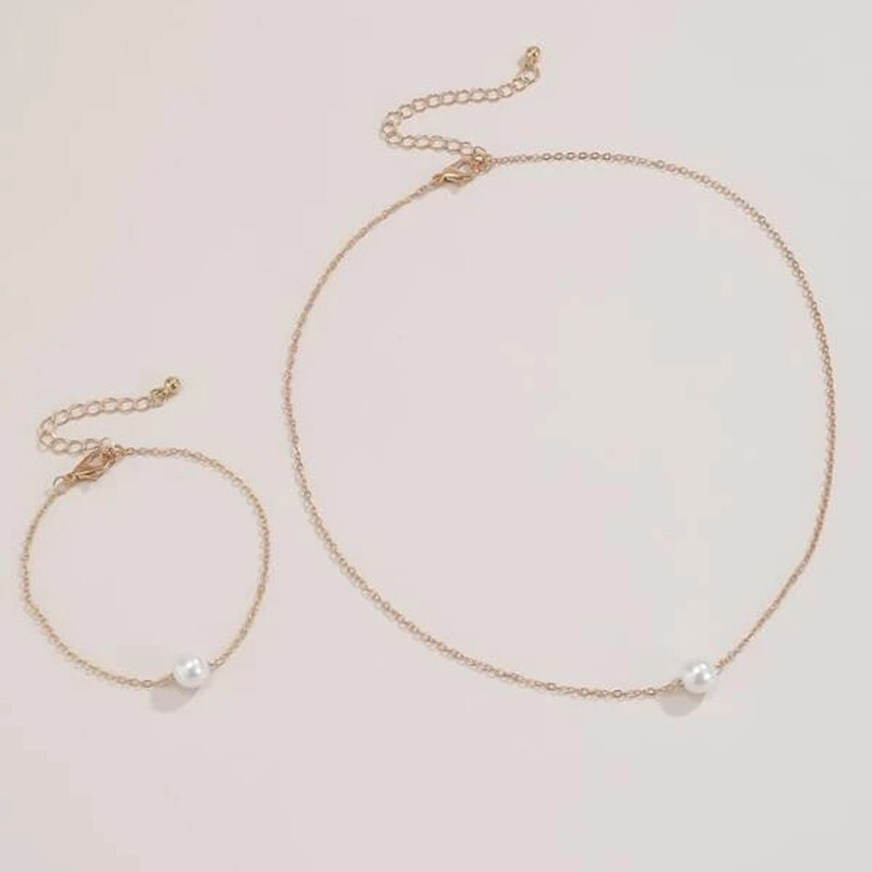 Hot White Pearl Jewelry Sets Necklace Bracelet Big Pearl Sets Unquie For Women P