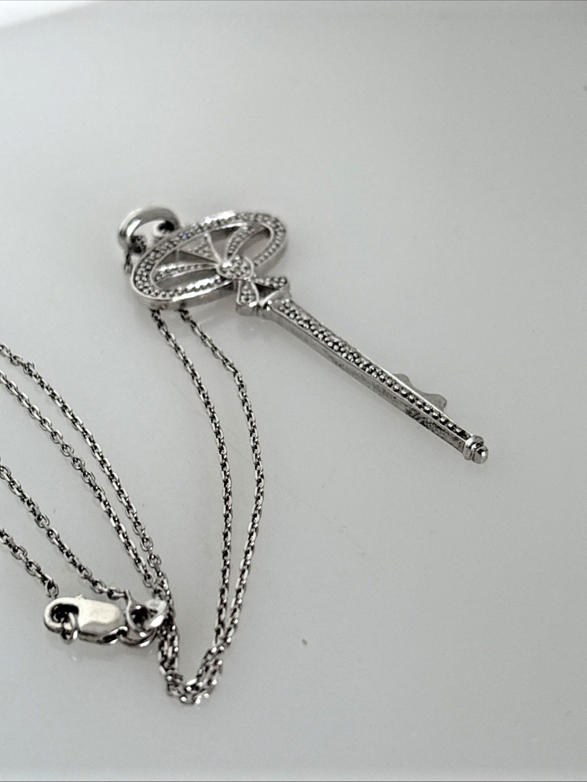 Sterling Silver Heart Skeleton Key to my Heart Pendant Necklace 18″ 925 14C