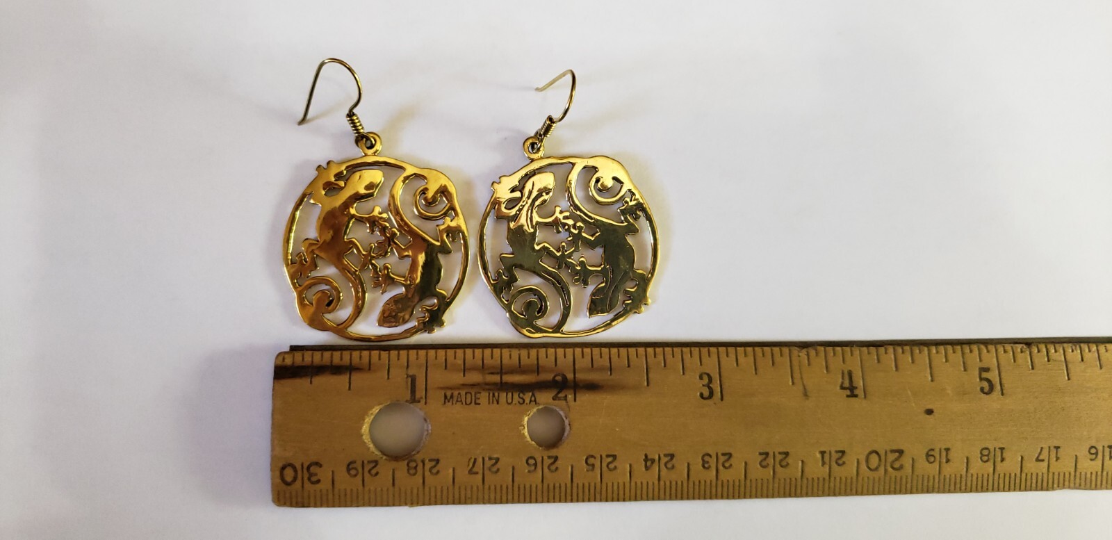 Handmade Southeast Asia Ethnic Gecko Earrings brass jewelry.