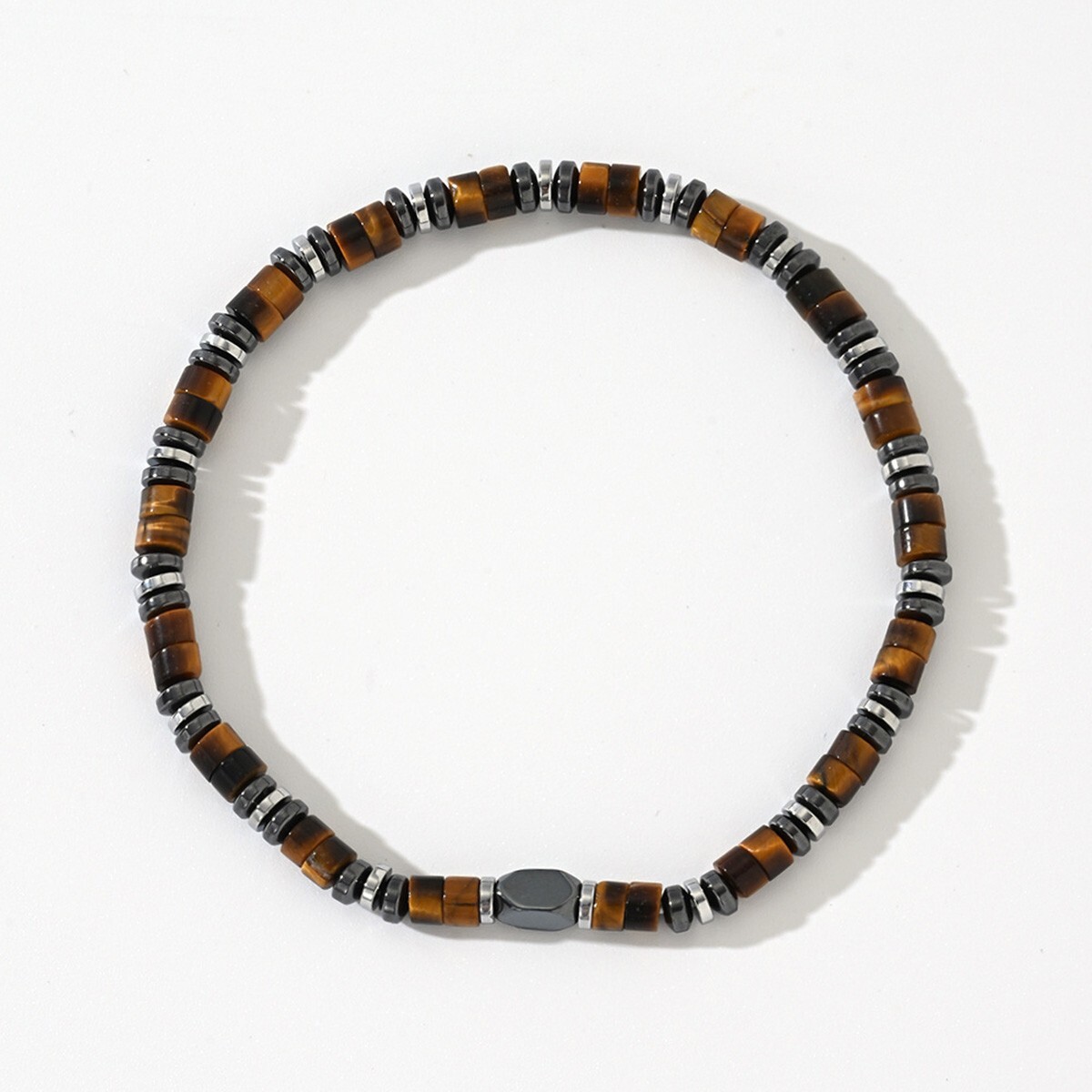 Tiger Eye Hematite Beads Stretch Men’s Bracelet Protection Strength Luck Attract