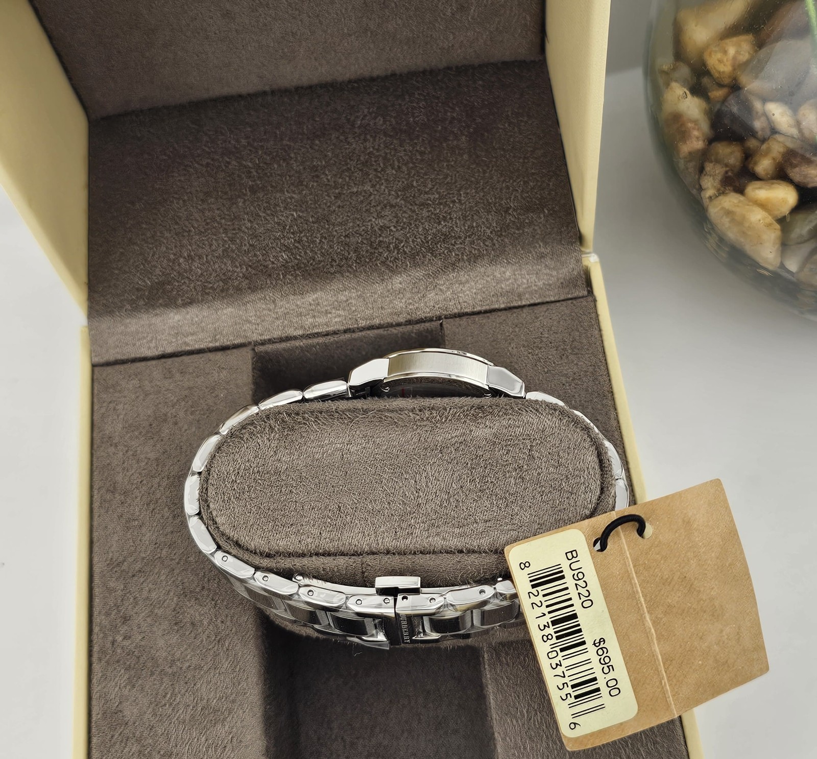 BURBERRY WOMENS WATCH SILVER DIAL WITH STAINLESS STEEL STRAP BU9220 AUTHENTIC