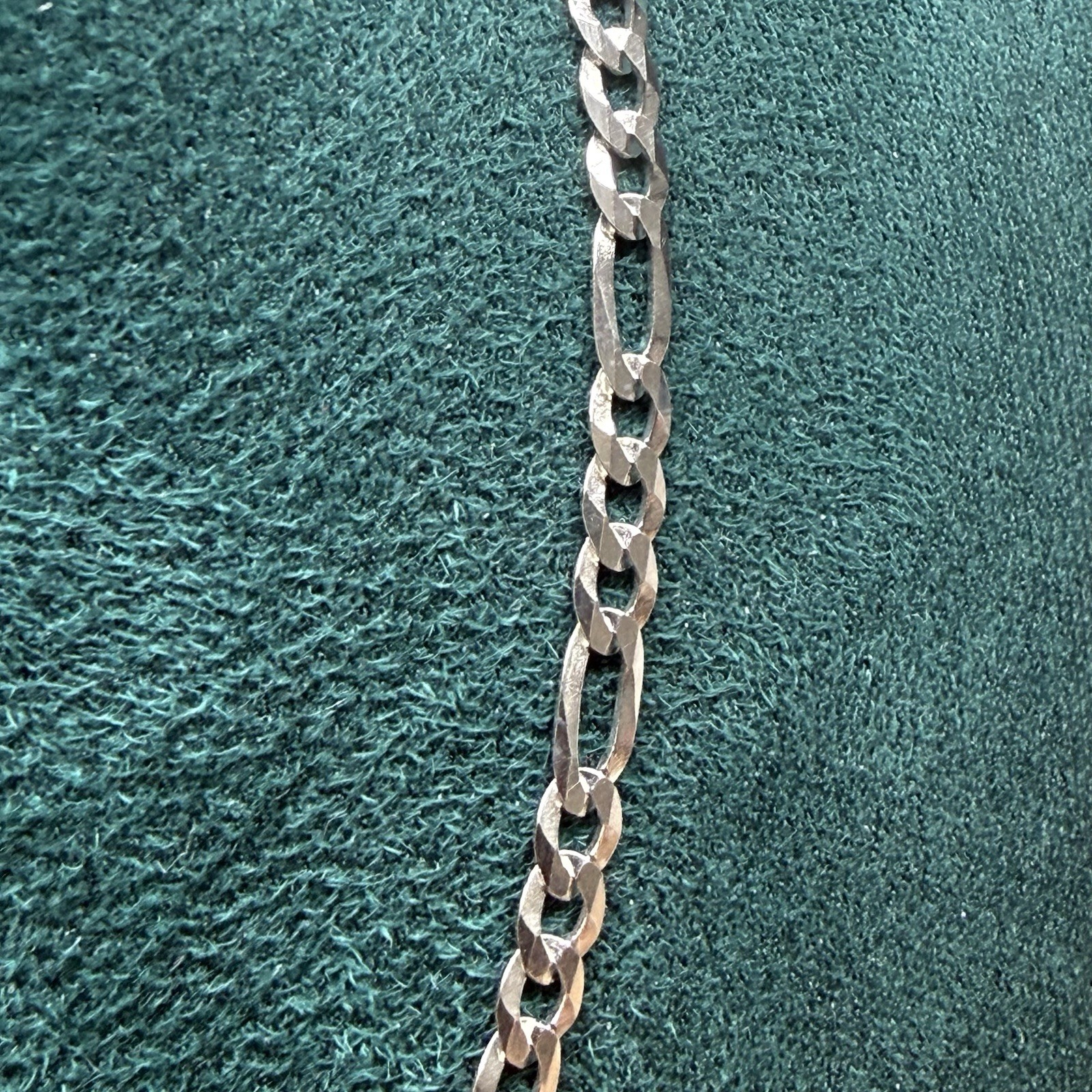 ITALY 925 Sterling Silver FIGARO Chain Necklace 18” 3.6mm