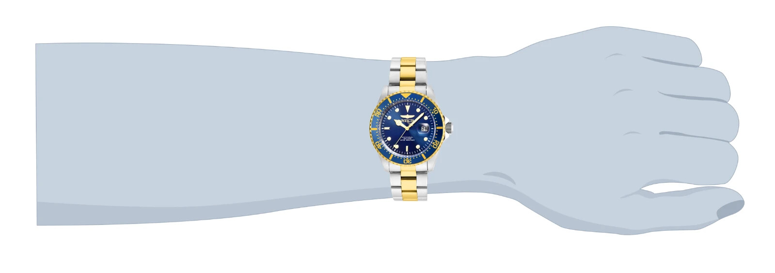 NEW INVICTA 22058 PRO DIVER COIN EDGE BLUE WATCH TU TONE STAINLESS STEEL 43MM