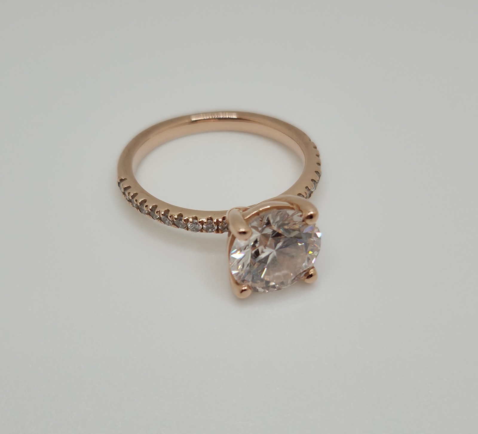 LAB CREATED DIAMOND RING – 14k ROSE GOLD – 2.53 ROUND VS1 RARE CARAT – 6.25 SIZE