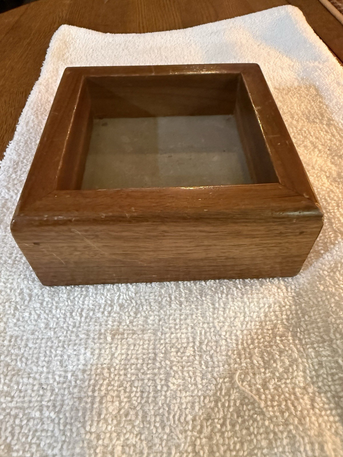Vintage Walnut Trick Jewelry Box w/ Secret Slide Compartment & Hidden Mirror Old