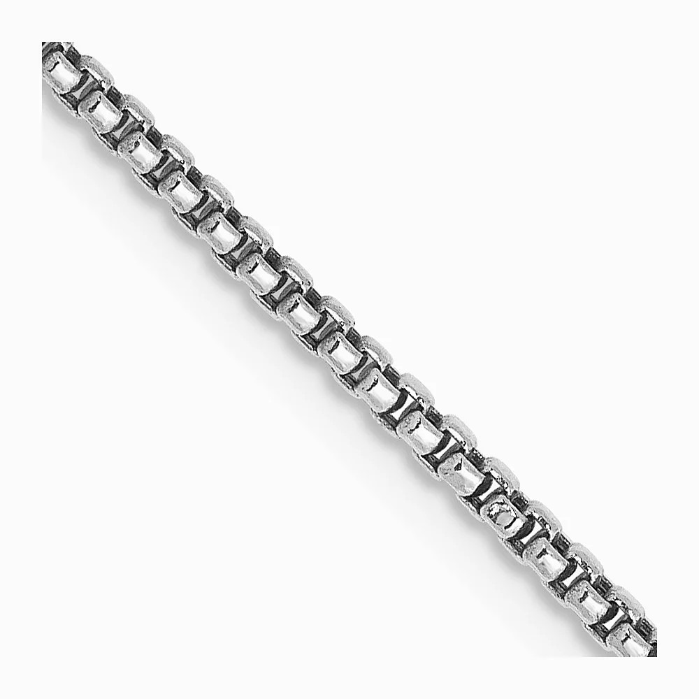 14K White Gold 1.5mm Semi-Solid Round Box Chain Necklace 16″-30″