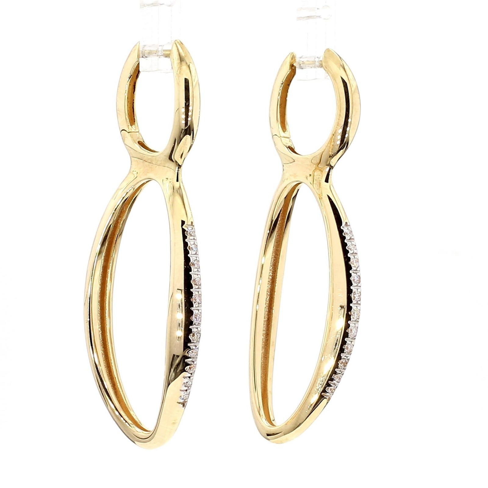 14K Gold Open Twisted Drop Earrings With Diamond Pave – Made in Italy