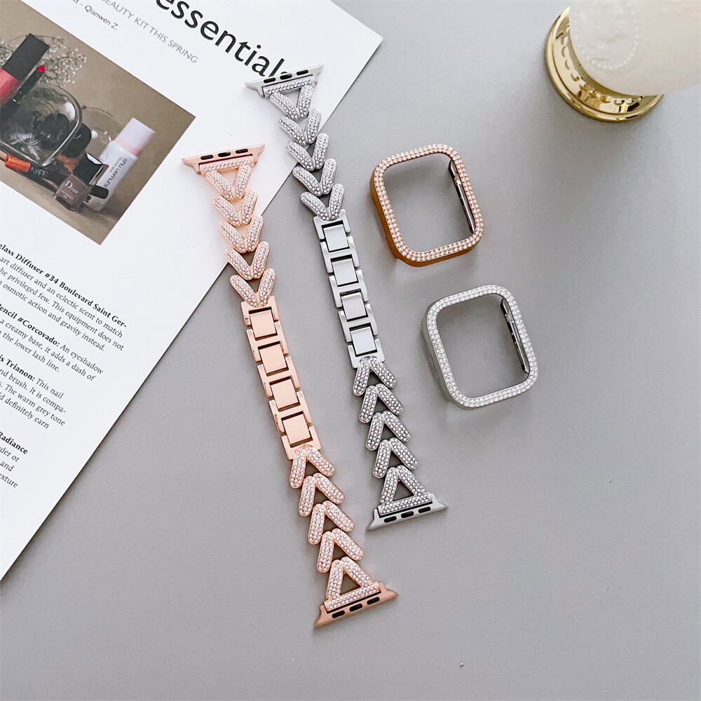 Bling Metal Watch Band Strap Case Cover For iWatch Series 10 9 8 7 6 5 SE Ultra