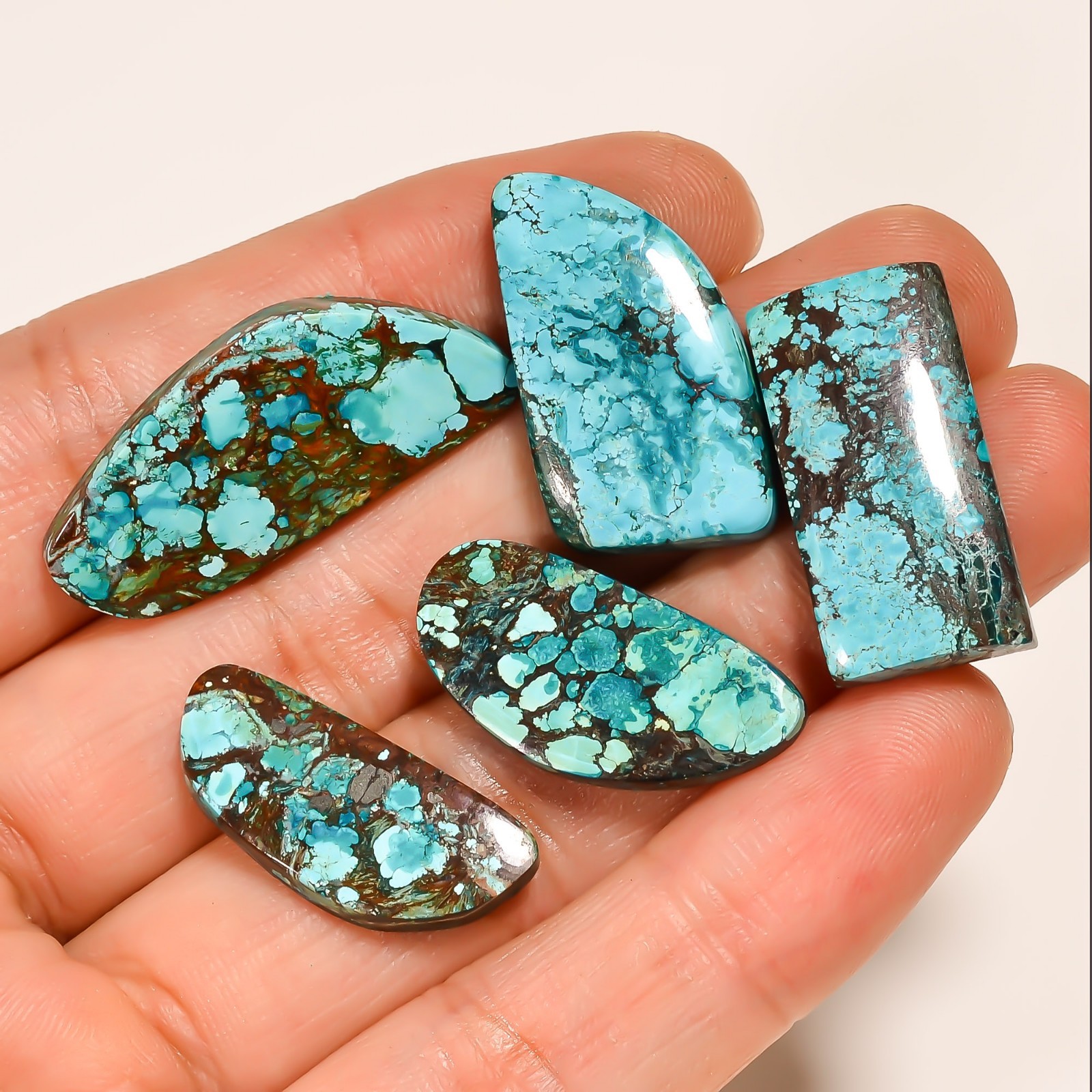 69.55Cts Natural designer Tibet Turquoise mix Cabochon 5 PCs Lot Loose Gemstone
