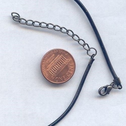 3 VINTAGE GUN METAL BLACK ELASTIC STRETCH CORD ADJUSTABLE 17.5″ NECKLACES 1112