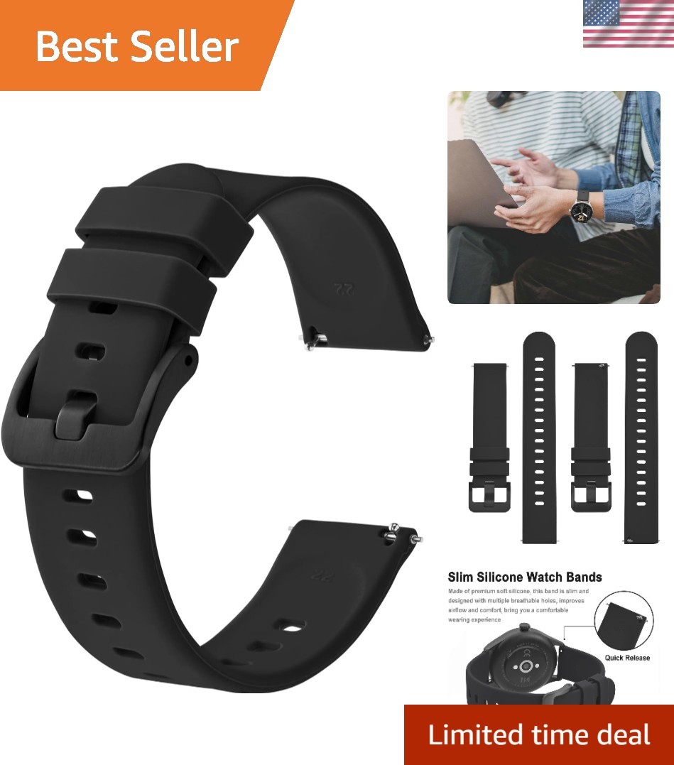 Slim Black Silicone Strap with 15 Breathable Holes – Perfect for Daily Wear