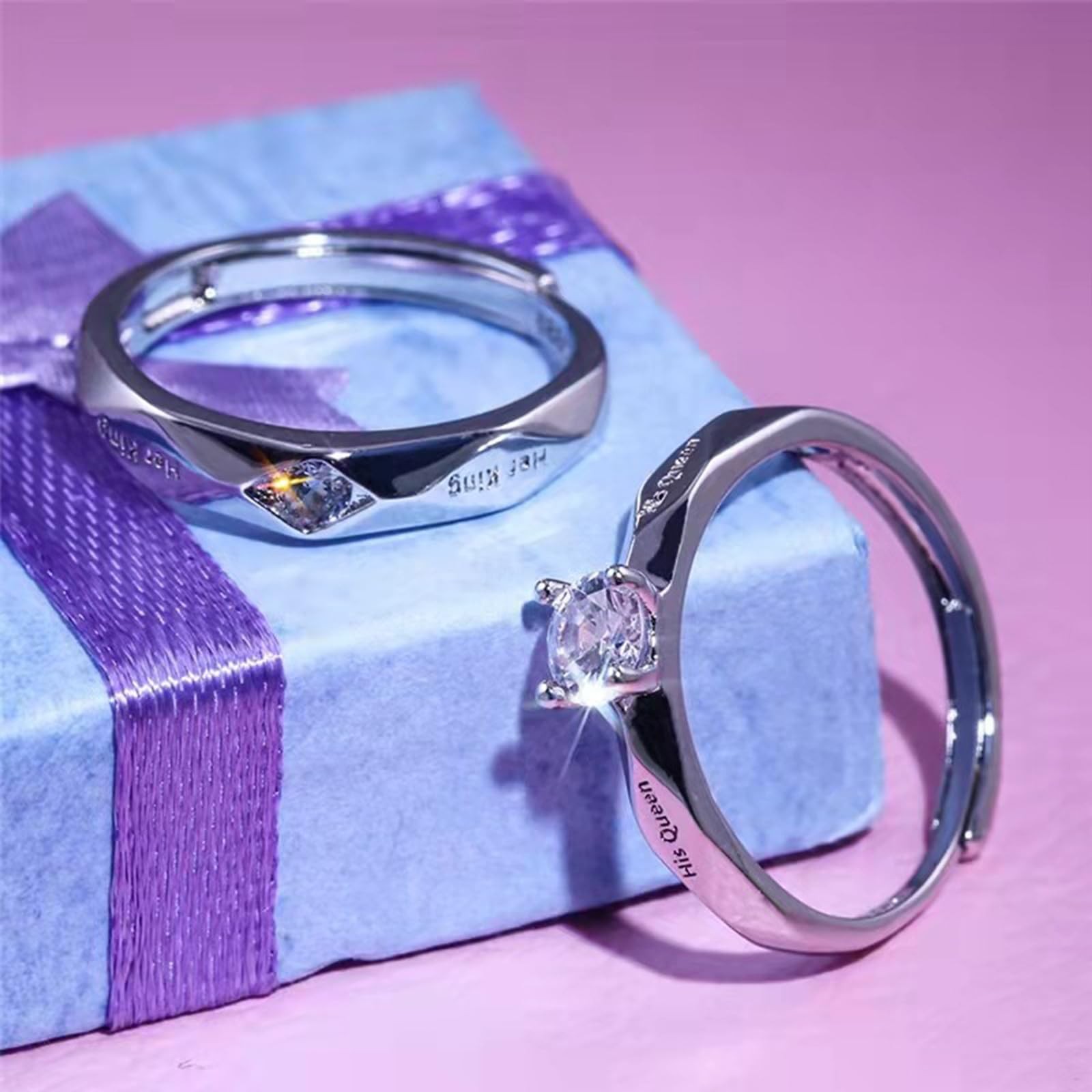 Matching Rings for Couples Promise Rings for Him & Her Engagement Wedding Rin…
