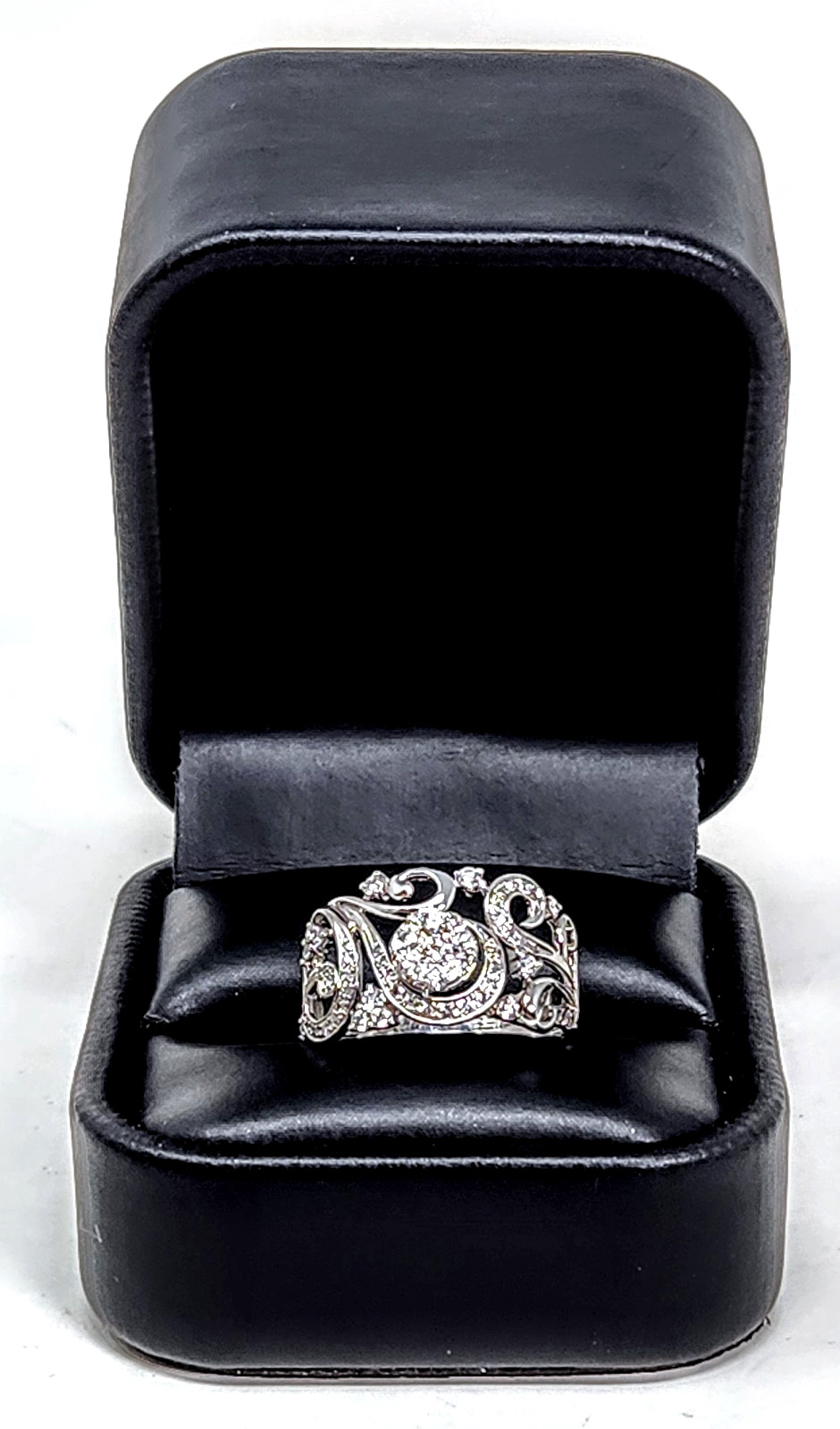 Effy Bouquet 14K White Gold Diamond Filigree Ring, ~0.53 TCW Size 7.5