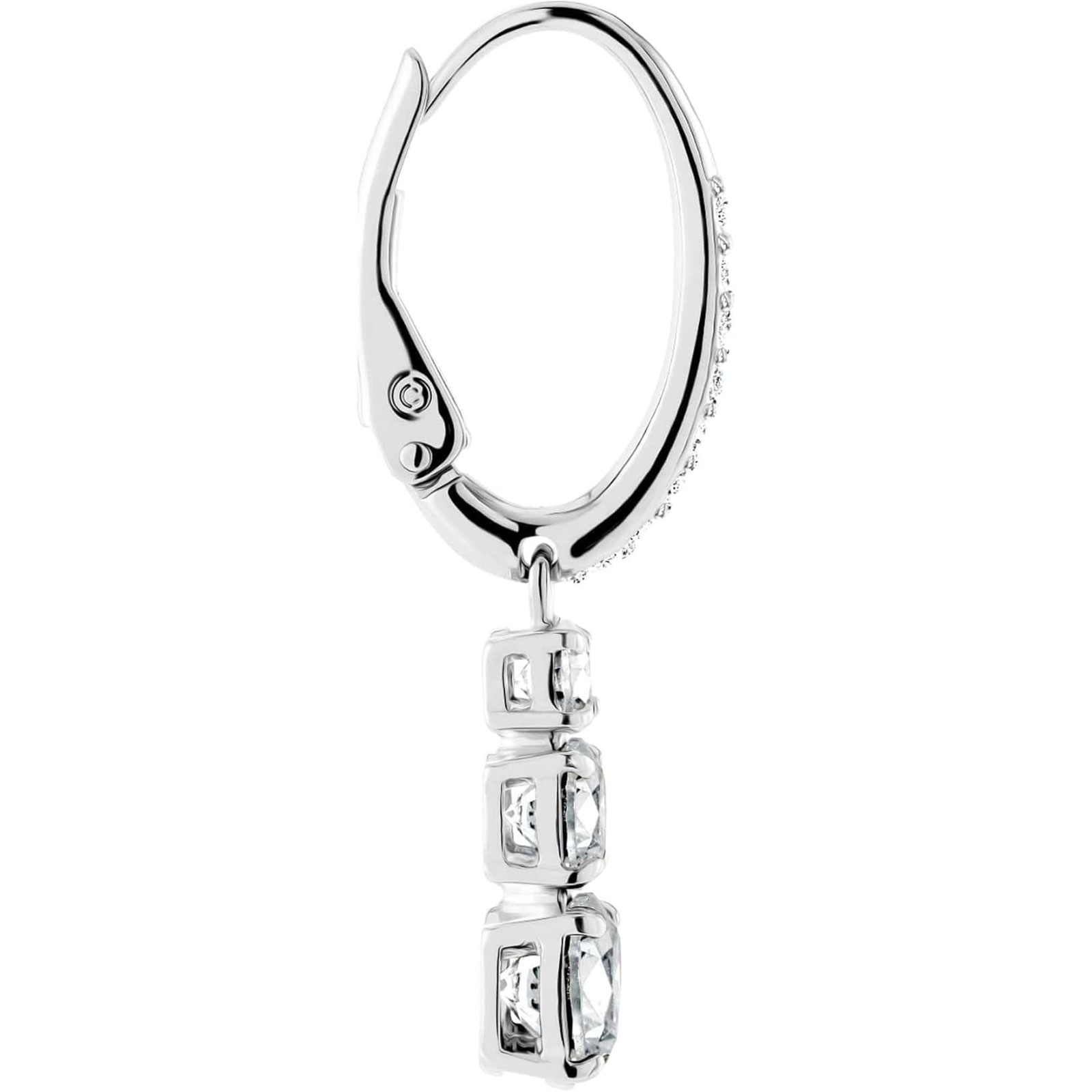 Stilla Attract Hoop Earrings Round Cut, White, Rhodium Plated 5416155