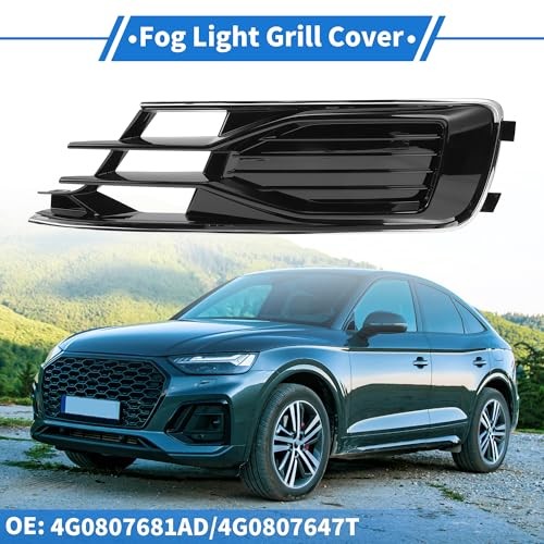 1pc Fog Light Grill for Audi A6 C7 2014-2018 Durable ABS Black Silver Tone