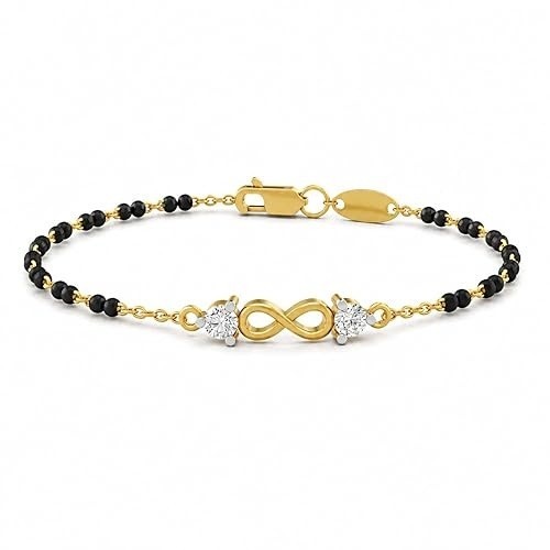 0.32ct Natural Lab Grown Diamond 925 Silver Black Beads Wedding Bracelet Jewelry