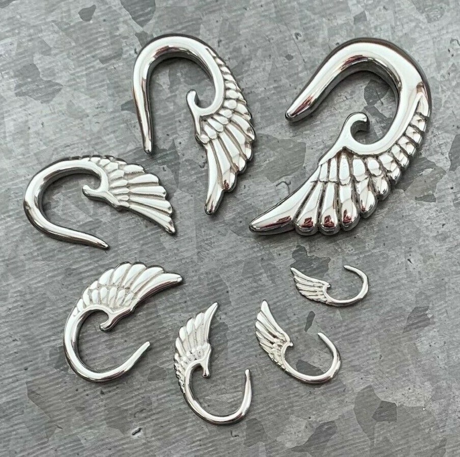 PAIR Steel Angel Wing Hanging Tapers Expanders Hangers Gauges Guages Plugs