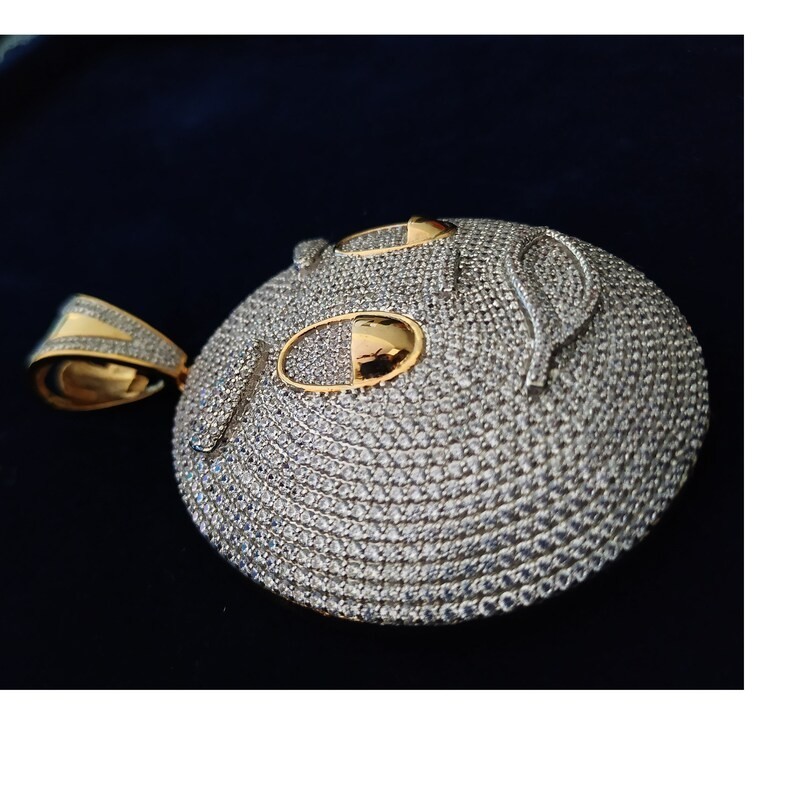 Real Moissanite 2.30Ct Round Cut Men Blood Money Pendant 14K Yellow Gold Plated