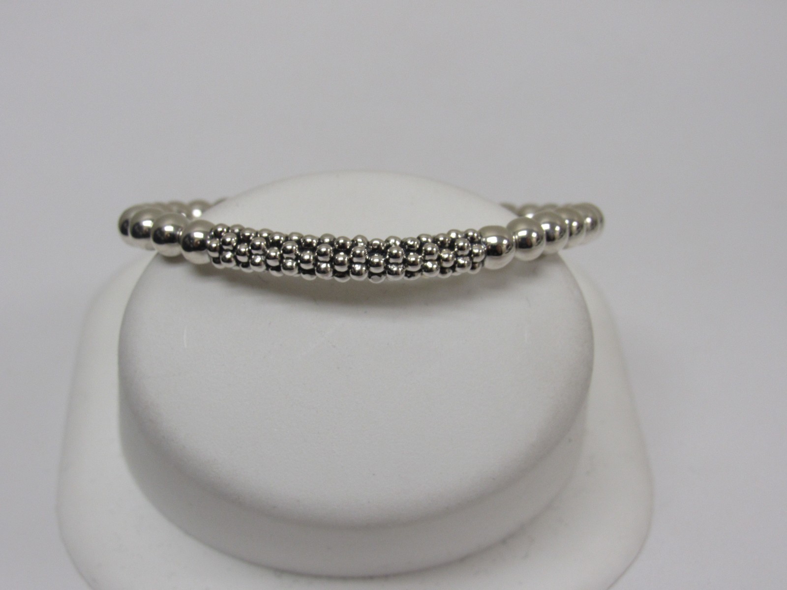 Designer LAGOS Sterling Silver Signature Caviar Stretch Bracelet