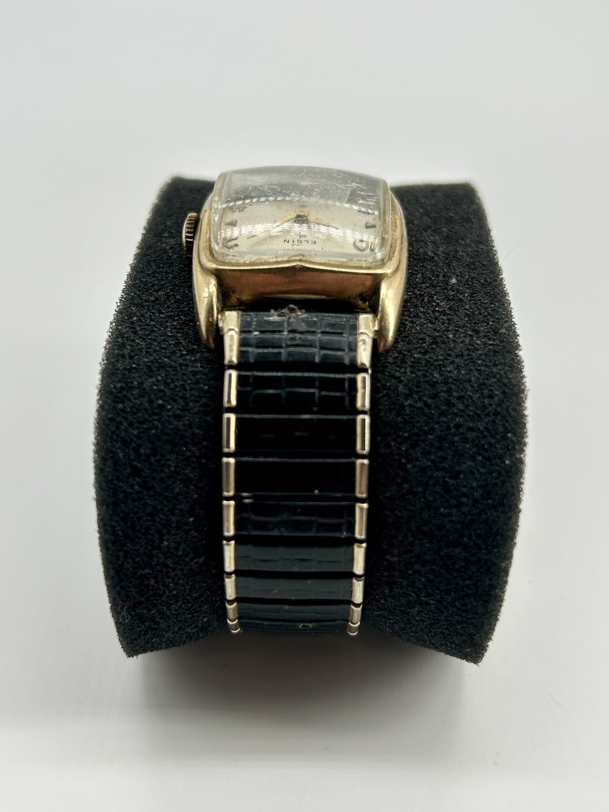 Vintage Elgin 17 Jewel Manual Wind Tank Watch Gold Filled Small Seconds Runs