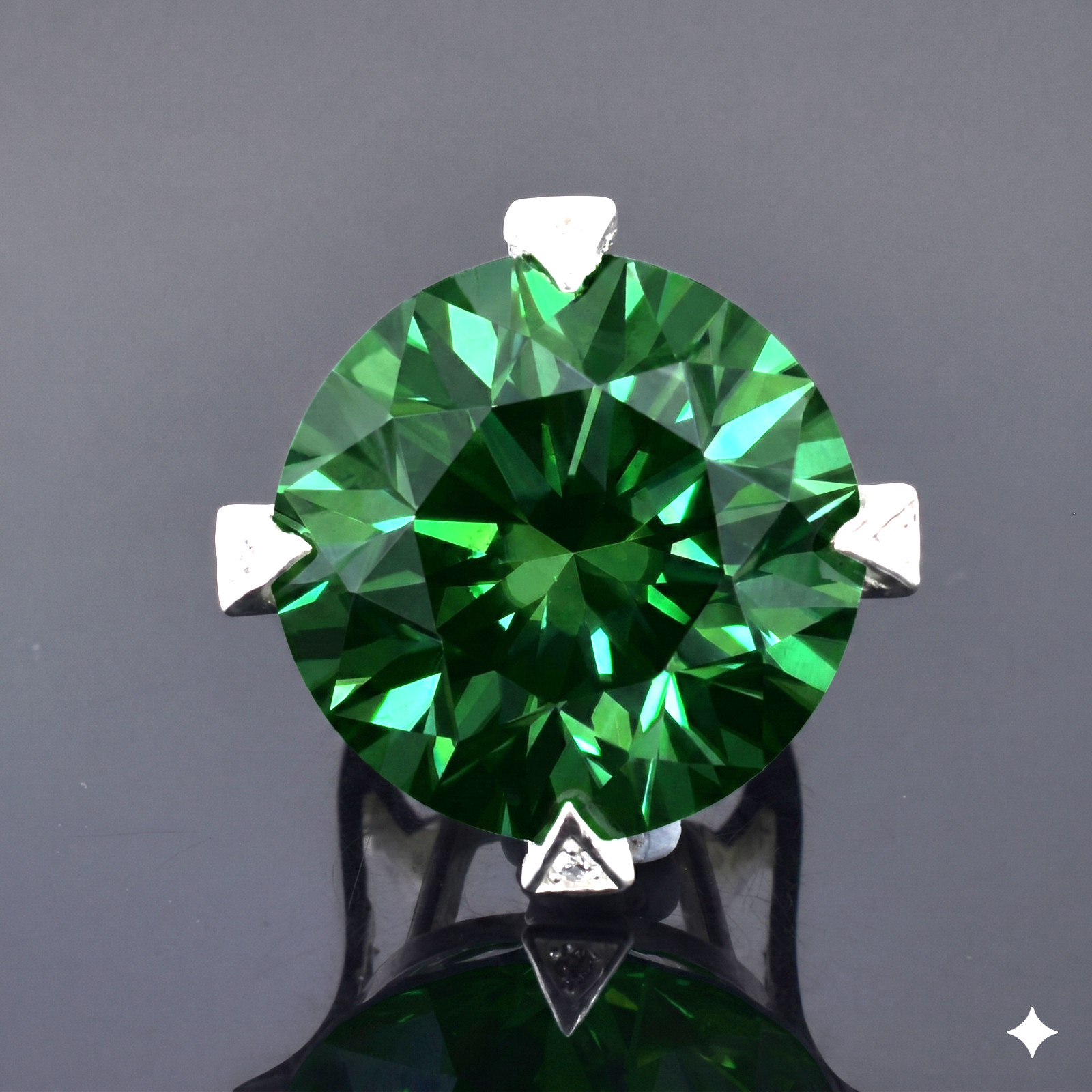20 Ct Certified Deep Green Diamond Ring, Great Sparkle, FREE Studs