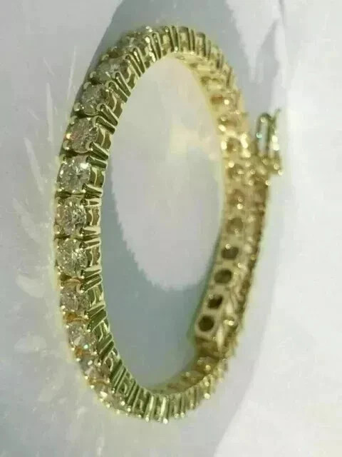 8Ct Round Cut White Moissanite Women’s Tennis Bracelet 14k Yellow Gold Plated