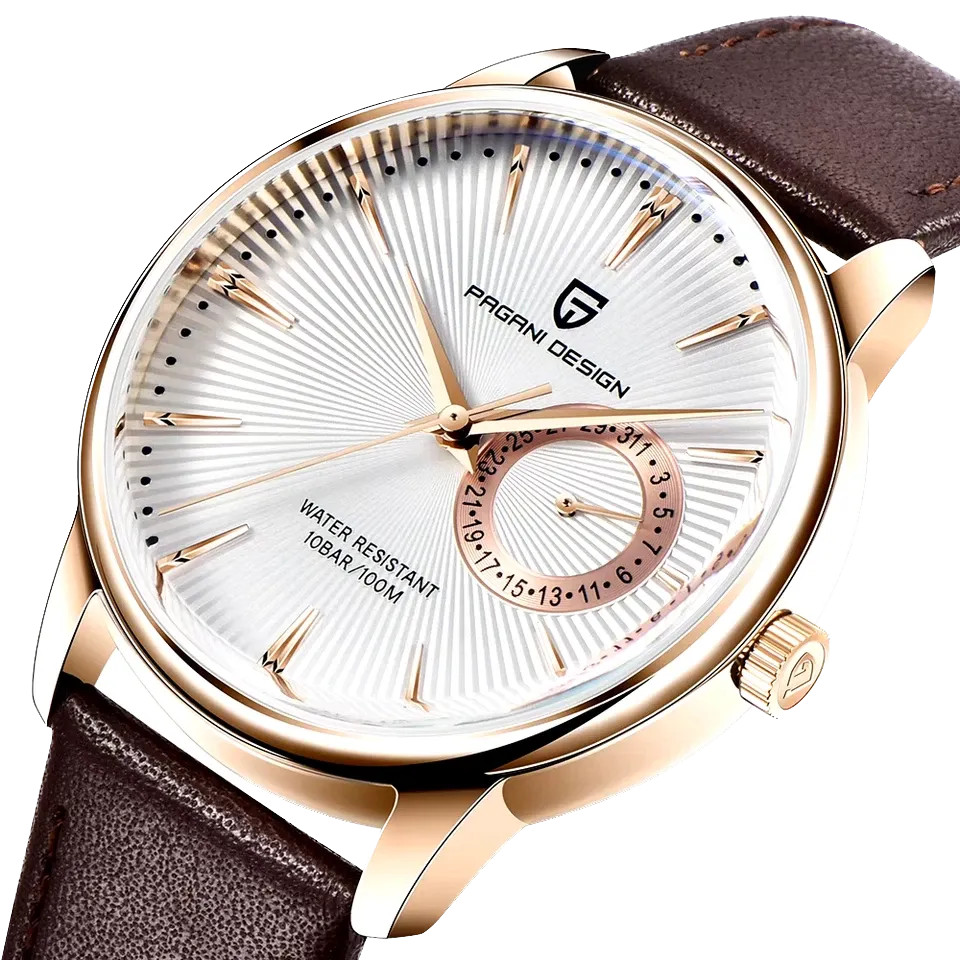 Pagani Design PD-1654 Rose-Gold Black Leather Automatic Men’s Watch