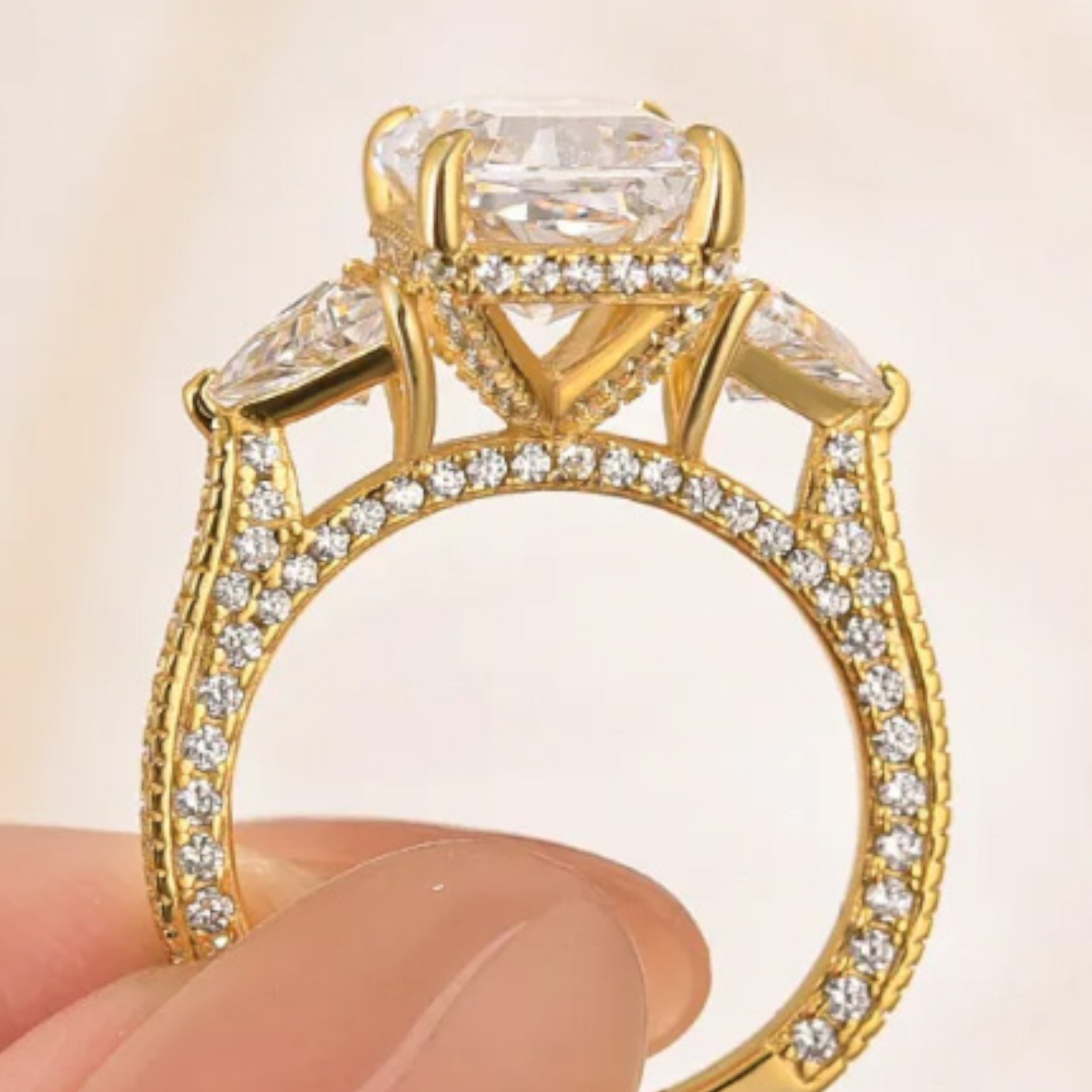 6.45 Ct Radiant Cut IGI Certified Lab Grown Diamond Wedding Ring 14k Yellow Gold