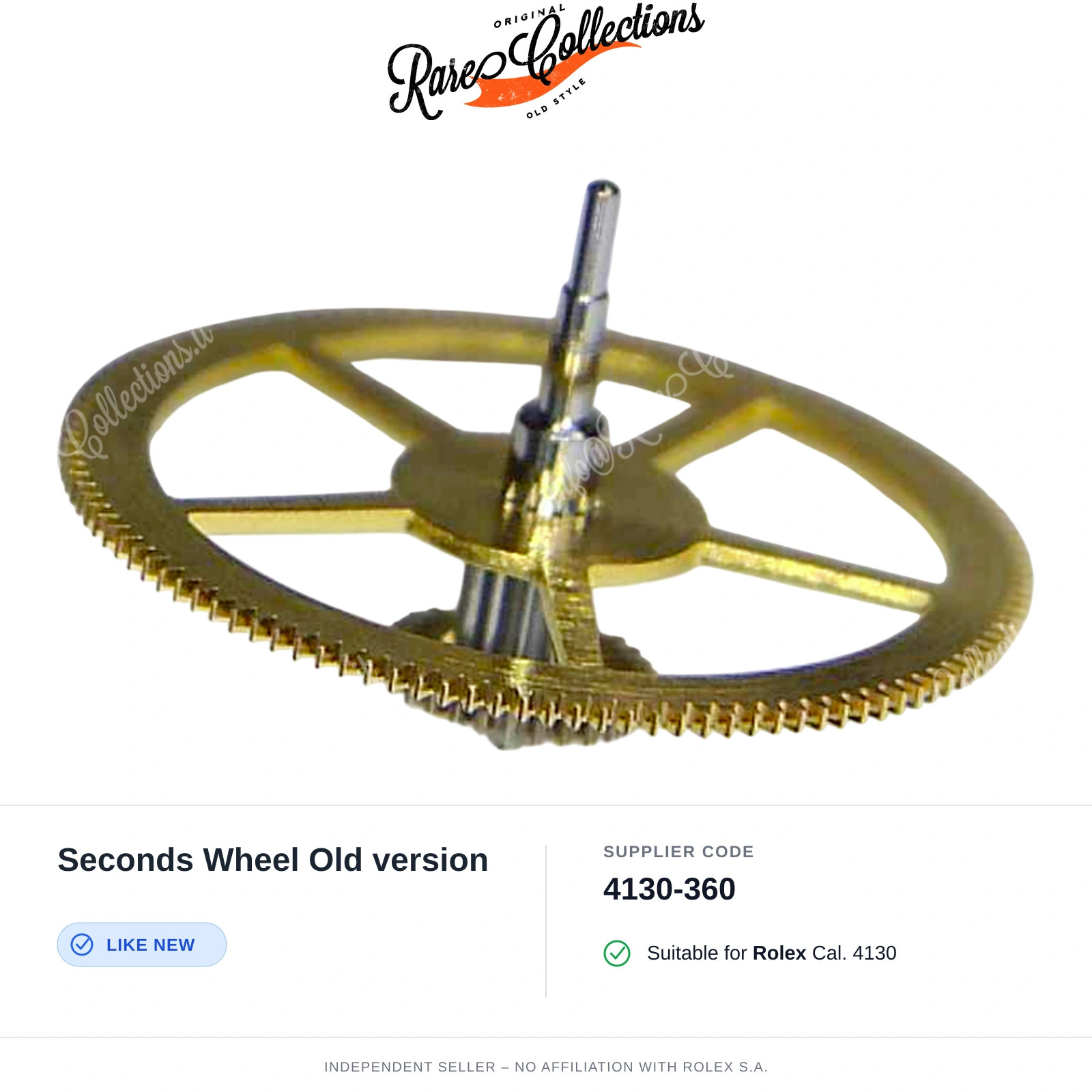 Seconds Wheel Old version for Rolex (cod. 4130-360) — Excellent Condition